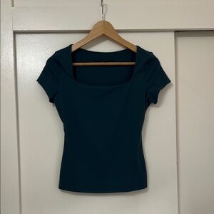 Chic Teal Short Sleeve Women's Top